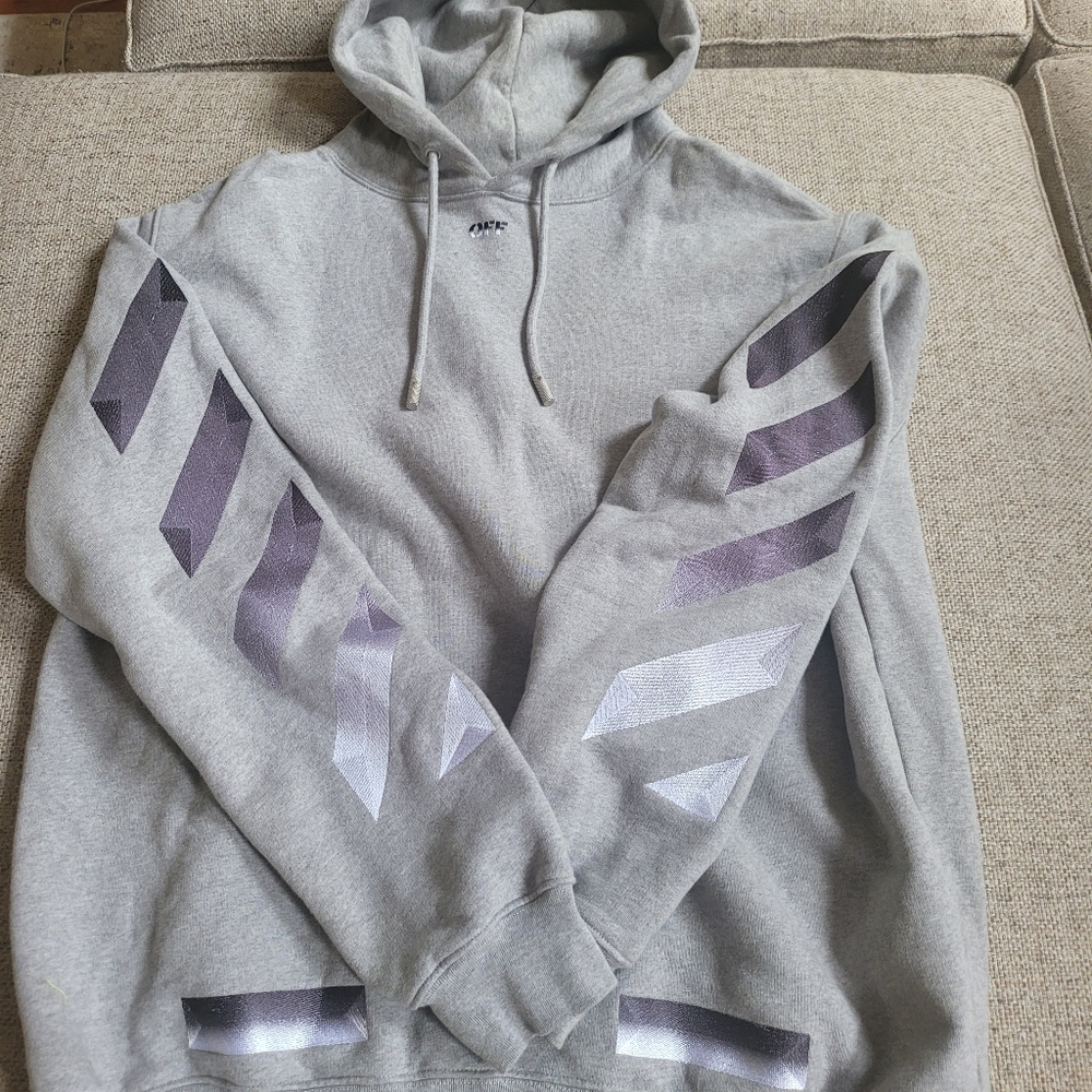 Off White embroidered Grey Hoodie size XL
